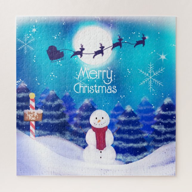 Happy Personalised Christmas Snowman   Jigsaw Puzzle (Vertical)