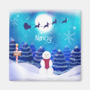 Happy Personalised Christmas Snowman  Magnet