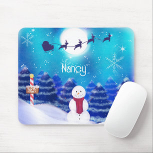 Happy Personalised Christmas Snowman Mouse Pad