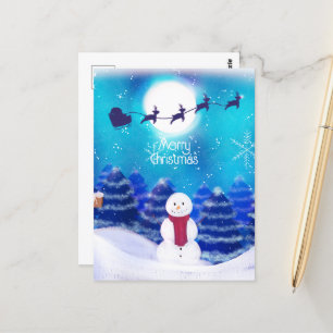 Happy Personalised Christmas Snowman Postcard