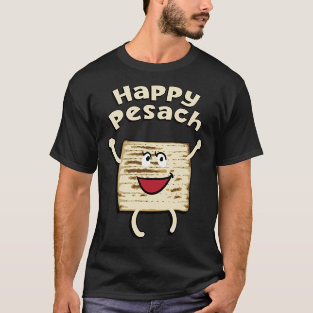 Happy Pesach Passover Jewish Holiday Hebrew Yiddis T-Shirt (Front)