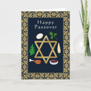 Happy Pesach Seder plate Star of David Holiday Card