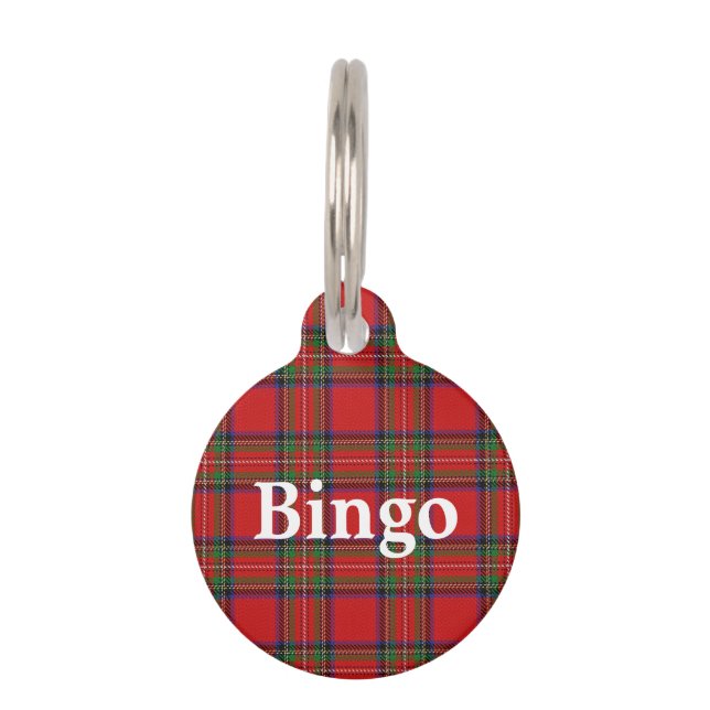Happy Pet Clan Stewart Tartan Plaid Pet Tag (Front)