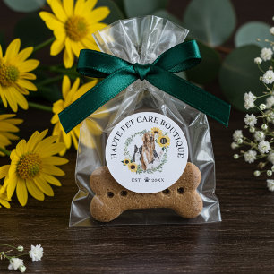 Happy Pet Family Pet Care & Grooming Monogram Classic Round Sticker