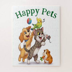 Happy Pets Cartoon Jigsaw Puzzle