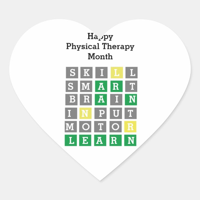 Happy Physical Therapy Month Custom Wordle Classic Heart Sticker (Front)