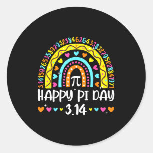 Happy Pi Day 3.14 Number Rainbow Math Geek Teacher Classic Round Sticker