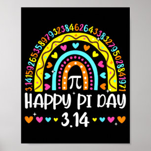Happy Pi Day 3.14 Number Rainbow Math Geek Teacher Poster