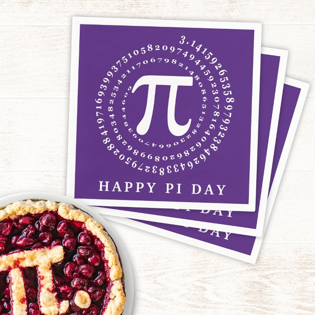 Happy Pi Day 3.14 Spiral Number Purple Napkin (Creator Uploaded)
