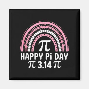 Happy Pi Day 3.24 Cute Pink Boho Rainbow Pi Symbol Magnet