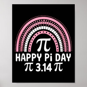 Happy Pi Day 3.24 Cute Pink Boho Rainbow Pi Symbol Poster