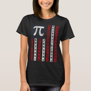 Happy Pi Day American Flag Kids Math Teacher Stude T-Shirt
