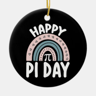Happy Pi Day Boho Rainbow Math Mathematic Ceramic Ornament