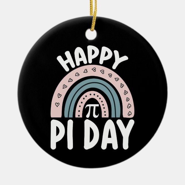 Happy Pi Day Boho Rainbow Math Mathematic Ceramic Ornament (Front)