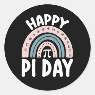 Happy Pi Day Boho Rainbow Math Mathematic Classic Round Sticker
