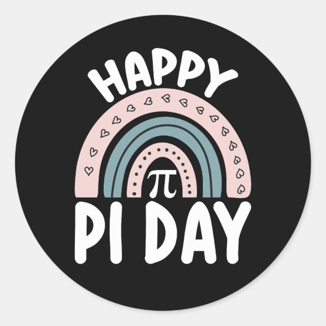 Happy Pi Day Boho Rainbow Math Mathematic Classic Round Sticker (Front)