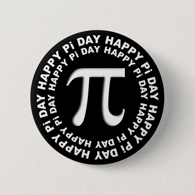 Happy Pi Day Buttons Black and White (Front)
