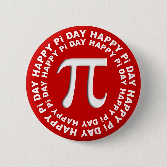 Happy Pi Day Buttons Red and White (Front)