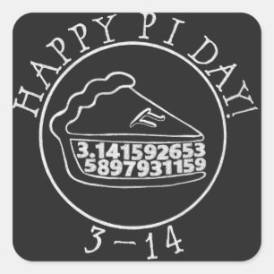 Happy Pi day chalkboard pie square sticker
