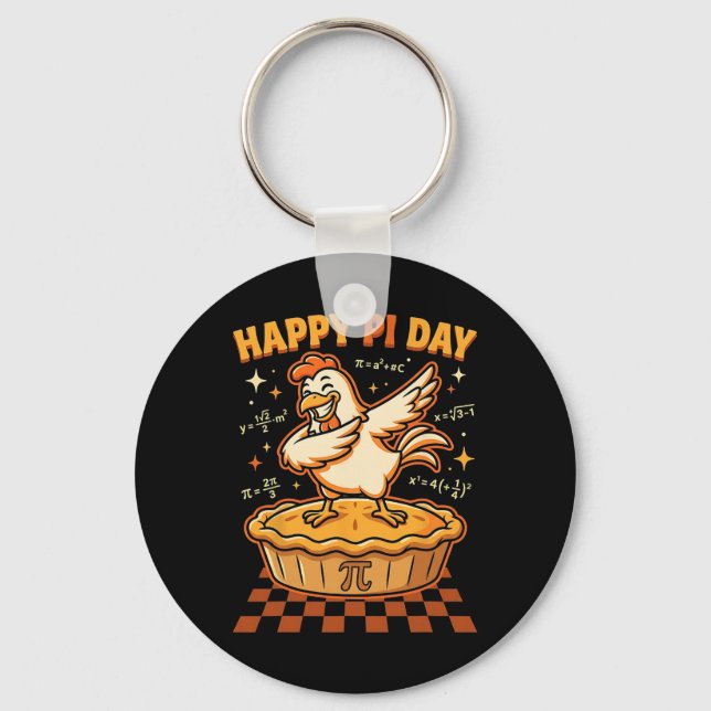 Happy Pi Day Chicken Pot Pi Day Pie Math Lover Gee Key Ring (Front)