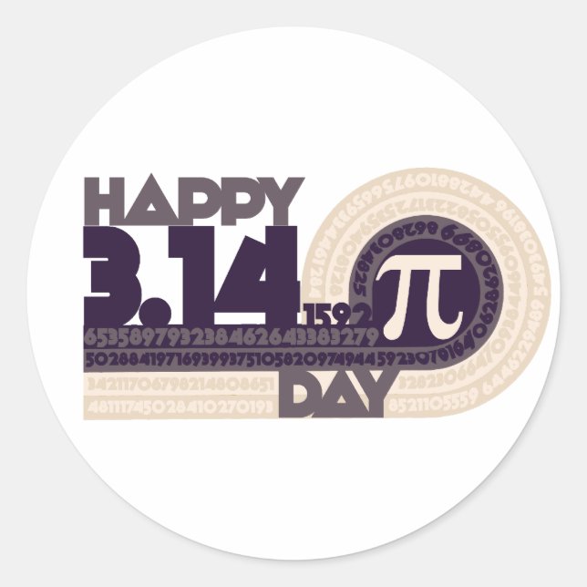 Happy pi Day Classic Round Sticker (Front)