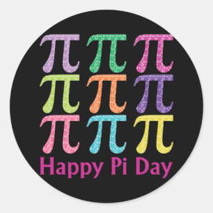 Happy Pi Day Colourful Tiles.png Classic Round Sticker