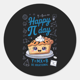 Happy Pi Day Cute Pie Funny Math Teacher Student M Classic Round Sticker