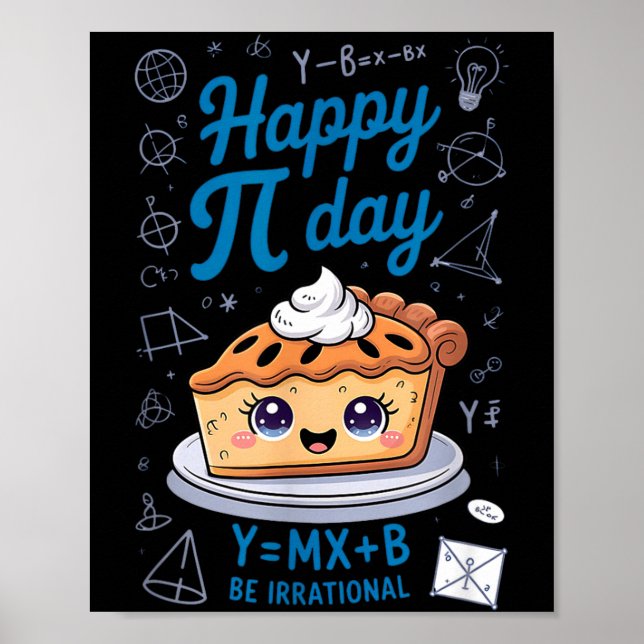 Happy Pi Day Cute Pie Funny Math Teacher Student M Poster (Front)