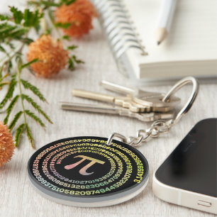 Happy Pi Day Funny School Math Spiral Text Key Ring