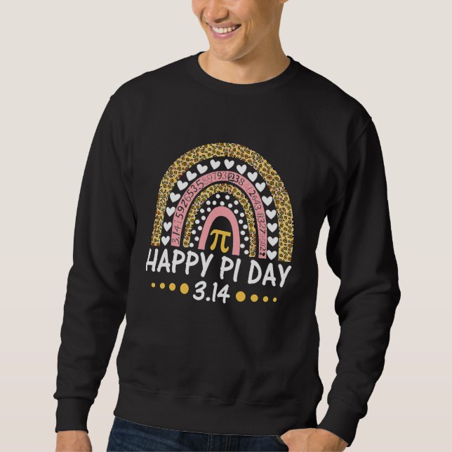 Happy Pi Day Leopard Rainbow Math Teacher Boys Gir Sweatshirt (Front)