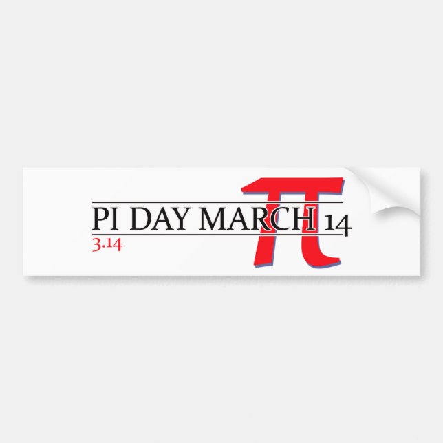 Happy Pi Day March 14 Bumper Sticker (Front)