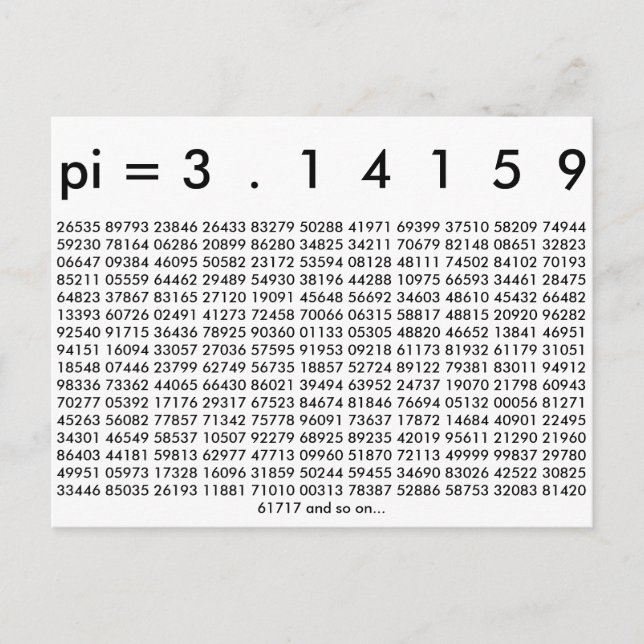 Happy Pi Day Math Digits 3.14 Mathematics Love Postcard (Front)