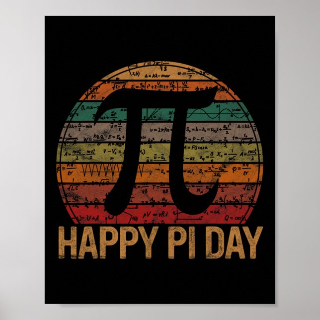 Happy Pi Day Math Equations Sunset Gift Teacher Ge Poster (Front)