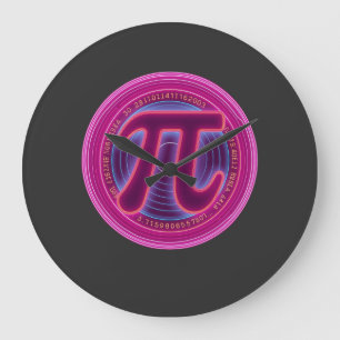 Happy Pi Day Math Teacher Gift glowing colours Large Clock
