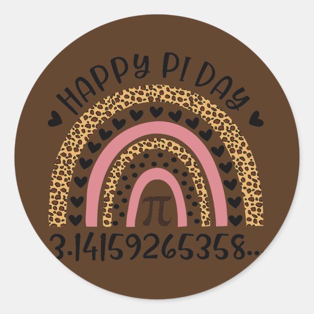 Happy Pi Day Math Teacher Mathematic Leopard Classic Round Sticker (Front)