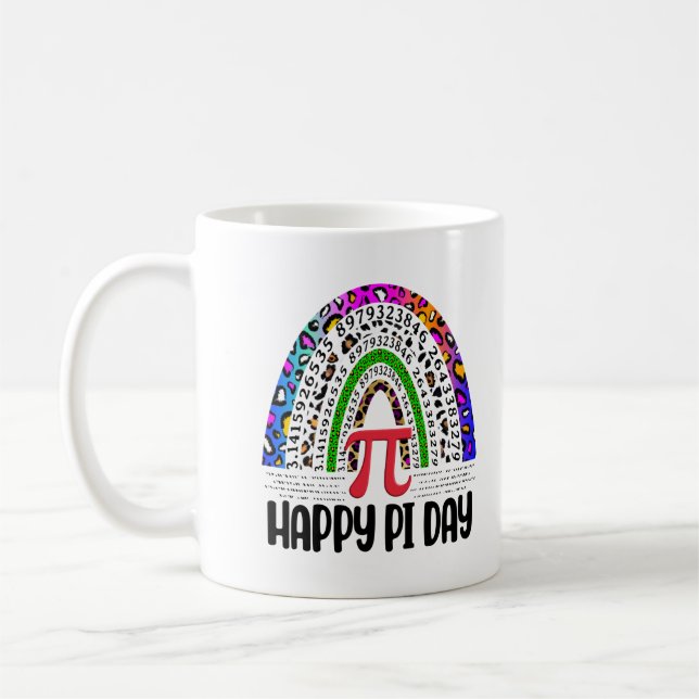 Happy Pi Day Mathematic Leopard Rainbow Coffee Mug (Left)