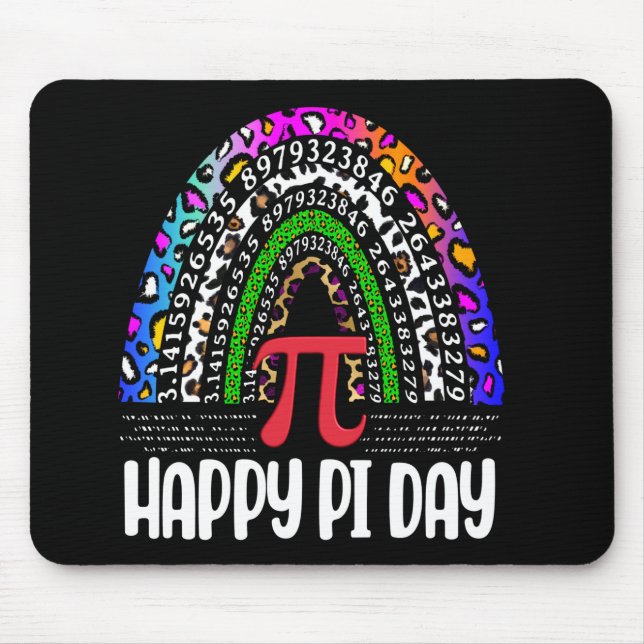 Happy Pi Day Mathematic Leopard Rainbow, Math Nerd Mouse Pad (Front)