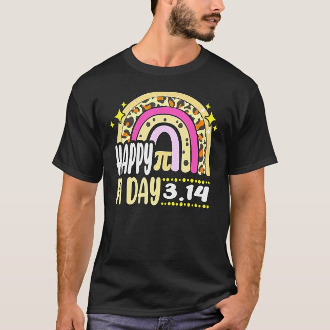 Happy Pi Day Mathematic Math Teacher  Leopard Rain T-Shirt (Front)