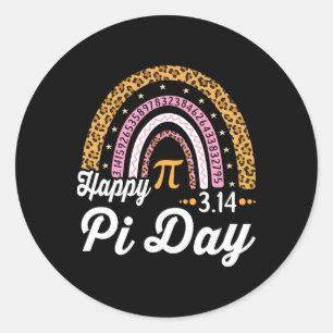 Happy Pi Day Mathematic Math Teacher Student Leopa Classic Round Sticker