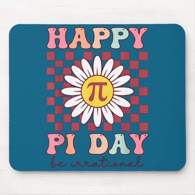 Happy Pi Day Pie Irrational Illustration Mouse Pad (Front)