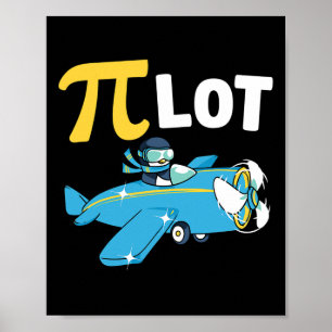 Happy Pi Day Pilot Penguin Kids Math Teachers Stud Poster