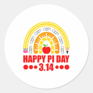 Happy Pi Day Rainbow 3,14 Pi Number Math Teacher S Classic Round Sticker