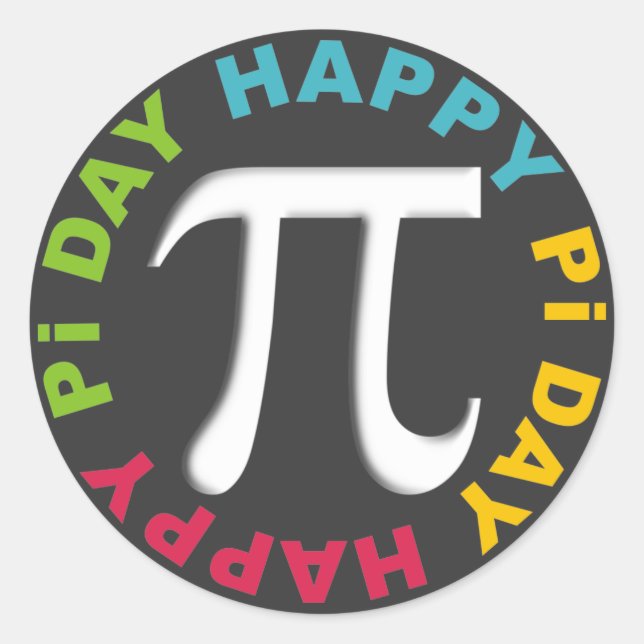 Happy Pi Day Stickers Bright Colours (Front)