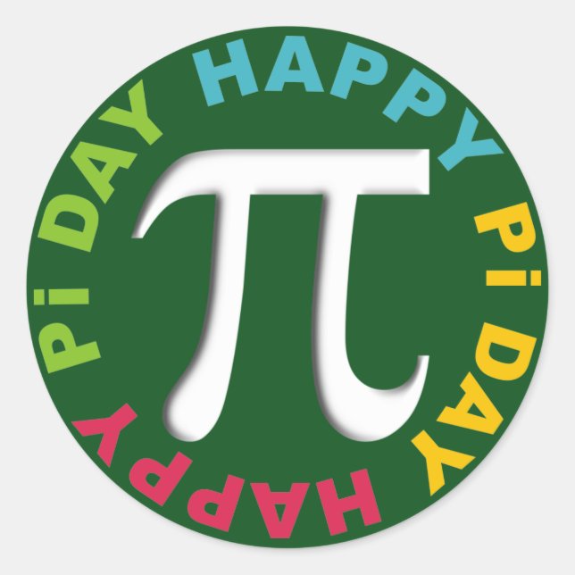 Happy Pi Day Stickers Bright Colours green (Front)