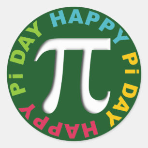 Happy Pi Day Stickers Bright Colours green