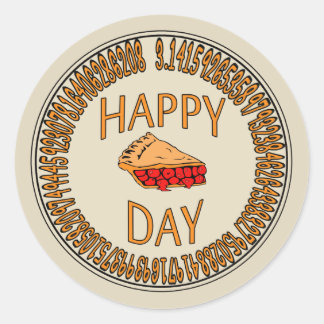 Happy PI Day with Slice of Pi Classic Round Sticker