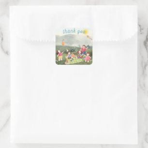 Happy Picnic Editable Birthday Kids Boy  Square Sticker