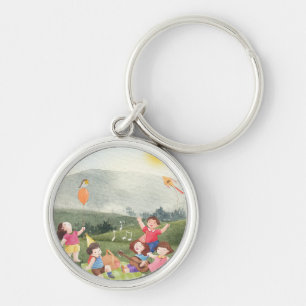 Happy Picnic Editable Birthday Kids Garden Farm Key Ring