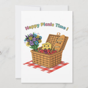 Happy Picnic Time! Cute Kawaii Food & Flowers Thank You Card
