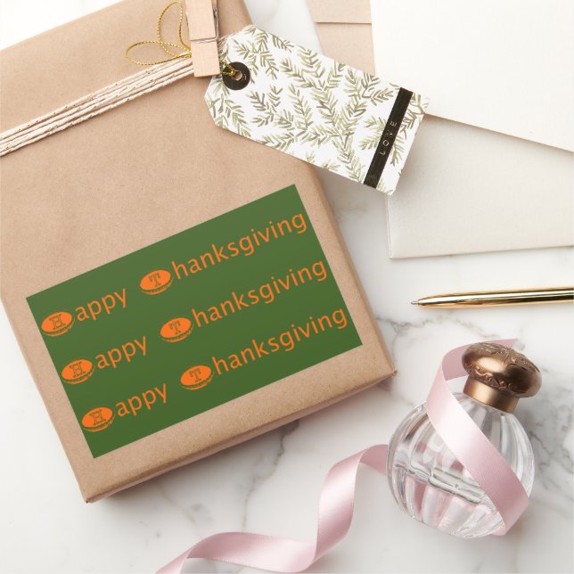 Happy (Pie) Thanksgiving Orange Rectangular Sticker (Gifting)